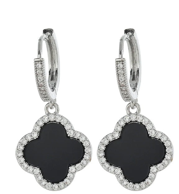 Clover Drop Earrings- Silver