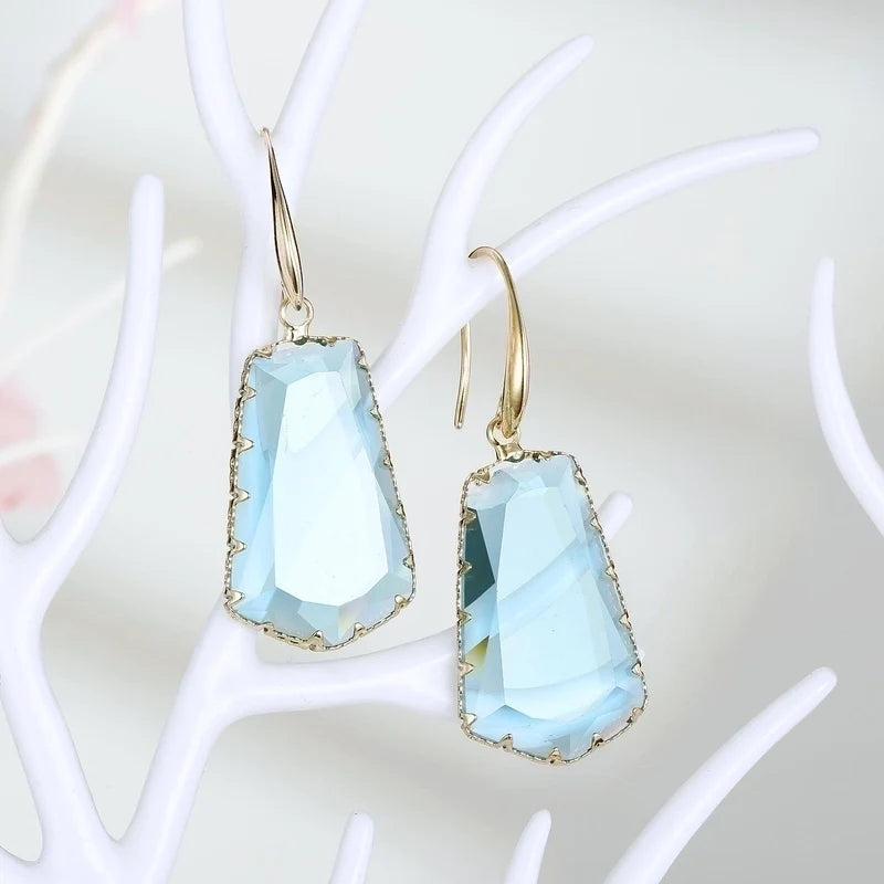 Carrington Crystal Earrings- Ice Blue