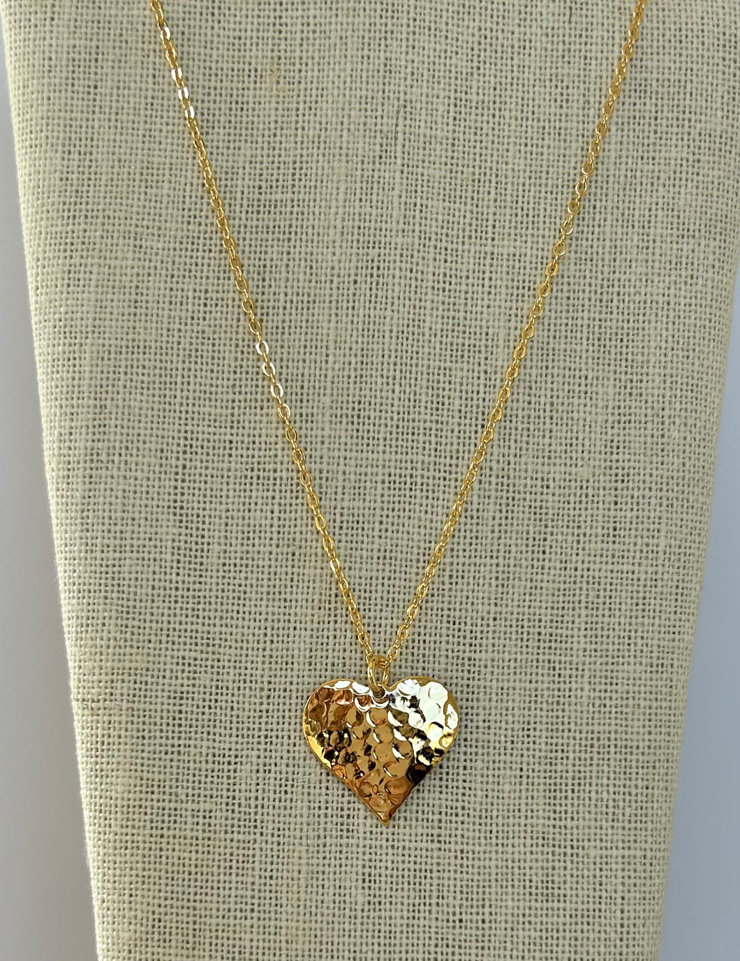 Gold Hammered Heart Necklace