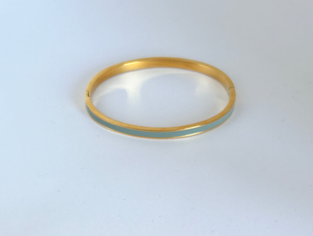 Skinny Enamel Gray Gold Bangle