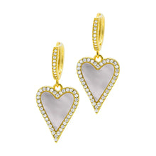 Load image into Gallery viewer, Mother Of Pearl Heart Drop Earrings
