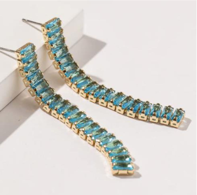 Crystal Baguette Stacks- Turquoise