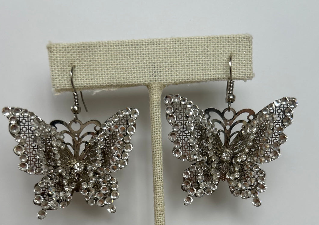 Swarovski Silver Crystal Butterfly Earrings