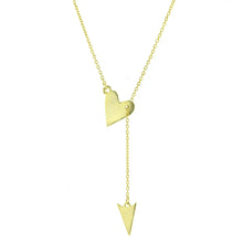 Load image into Gallery viewer, Heart &amp; Arrow Lariat Necklace- Gold
