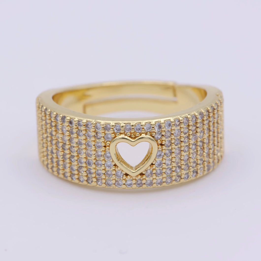 Gold Rhinestone Heart Ring