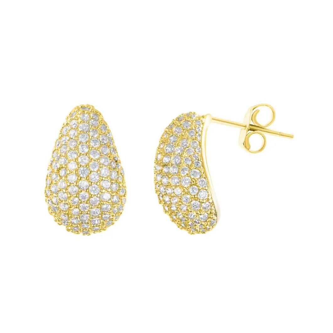 Teardrop Pave Earrings- Gold