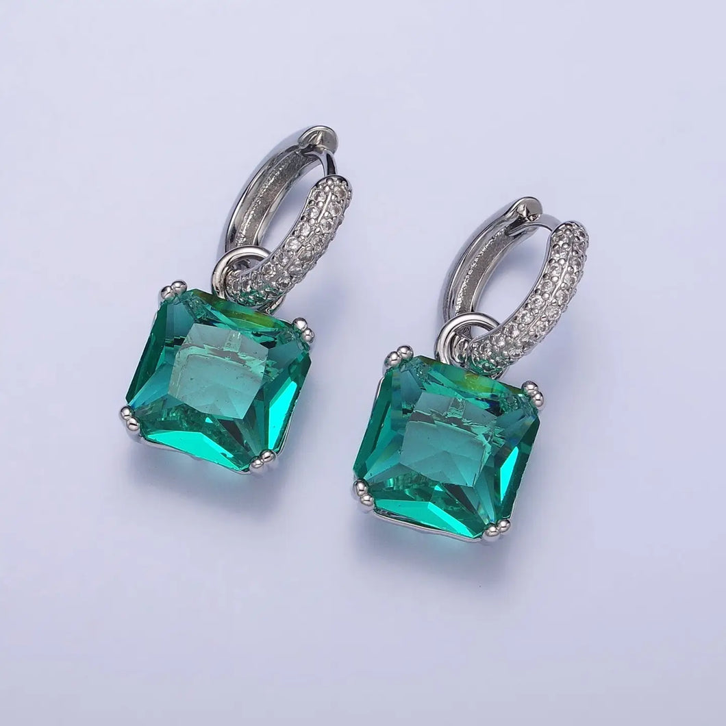 Green Drop Huggie Earring