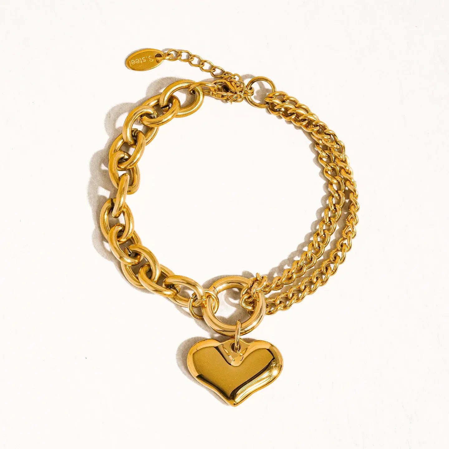 Double Chain Heart Bracelet