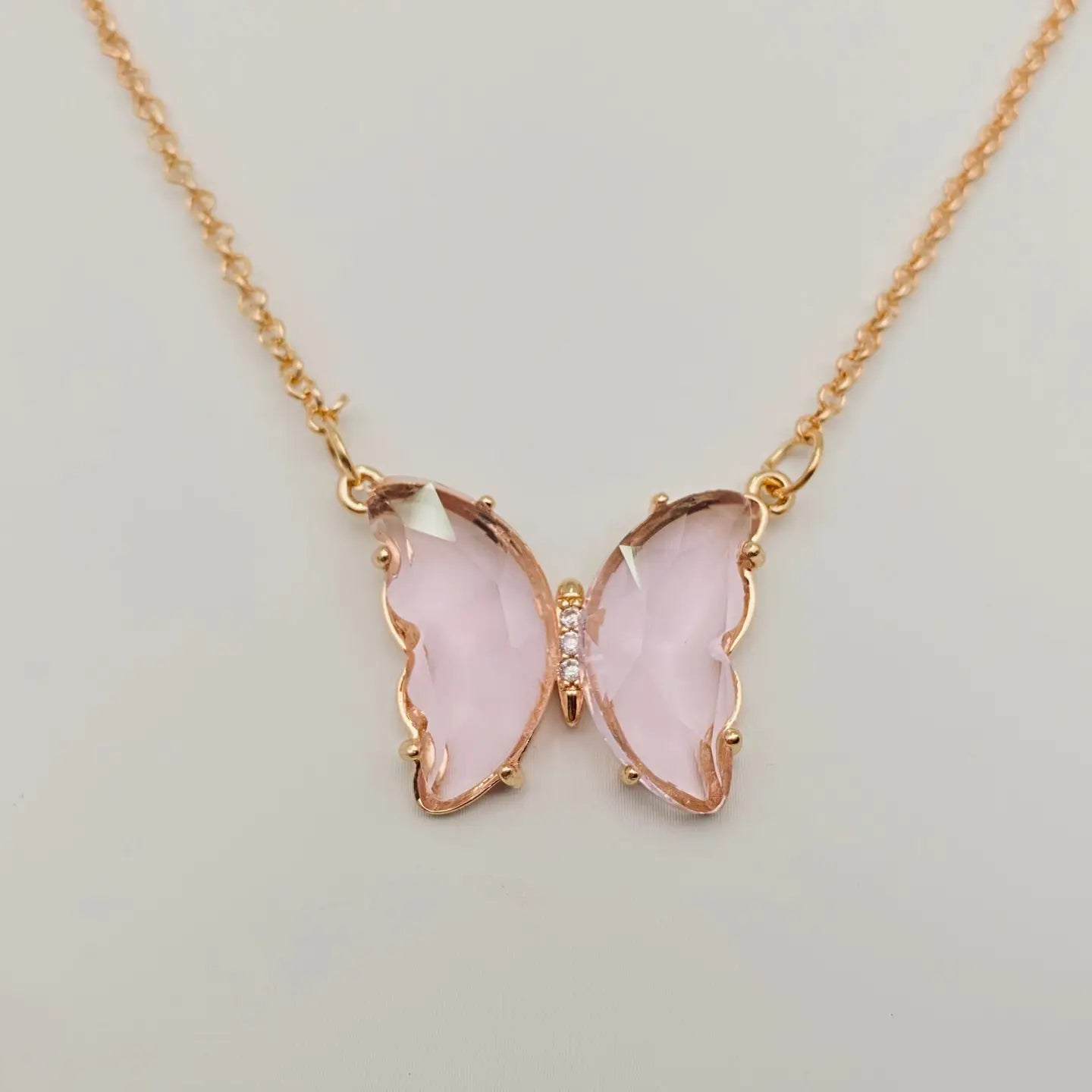 Larger Butterfly Necklace- Pink