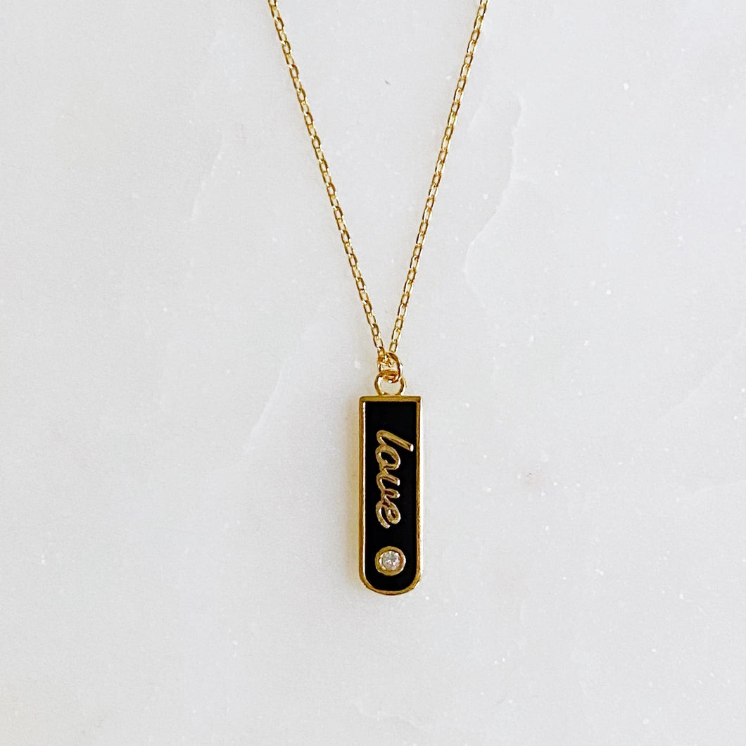 Love Tag Necklace- Black