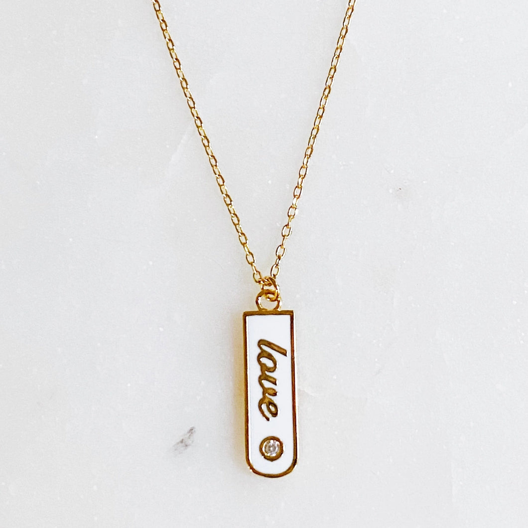 Love Tag Necklace- White