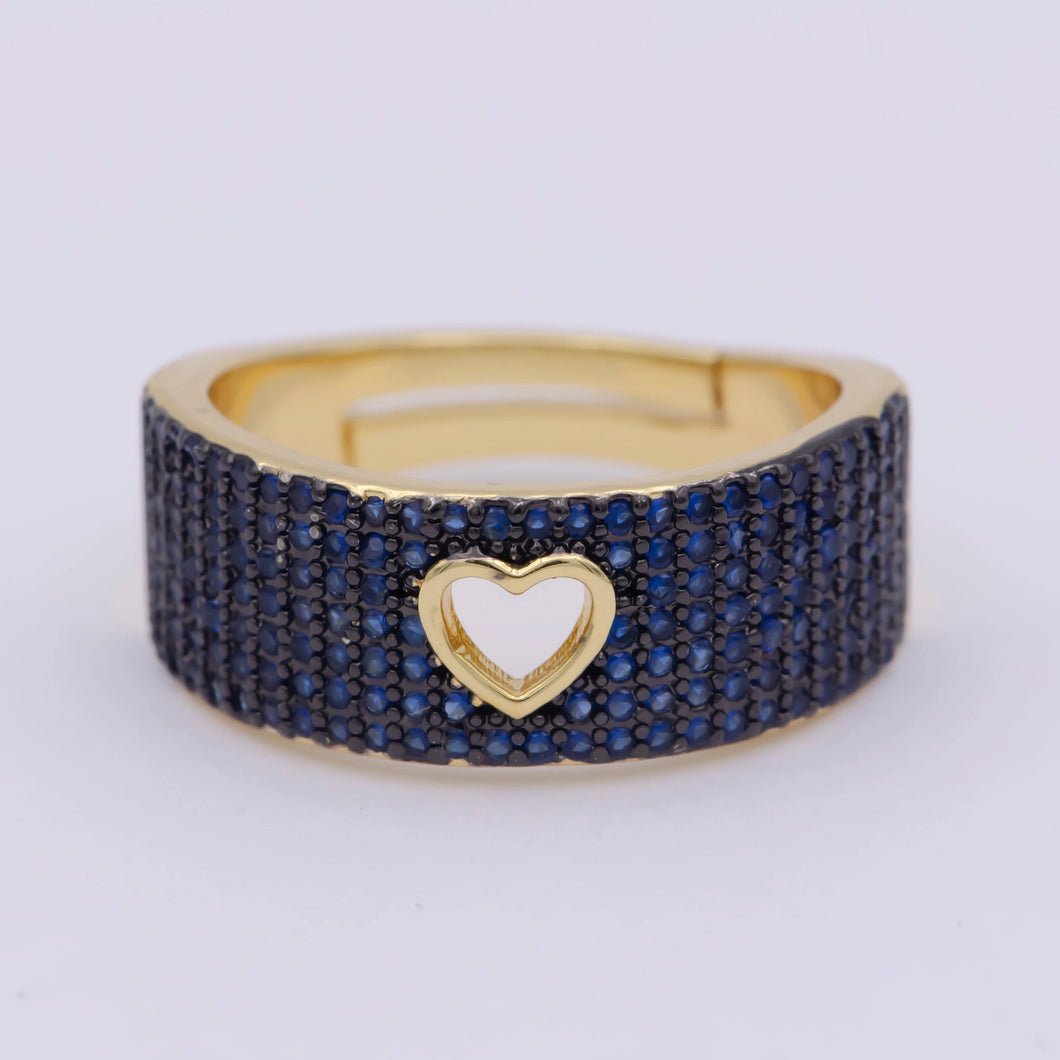 Navy Rhinestone Heart Ring