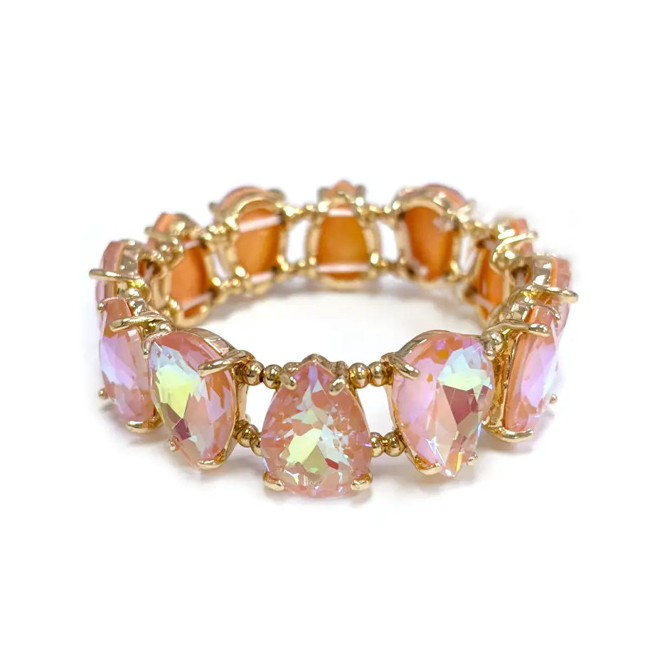 Chunky Crystal Stretch Bracelet- Pink