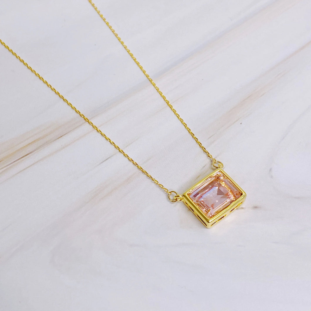 Square Glass Pendant- Pink