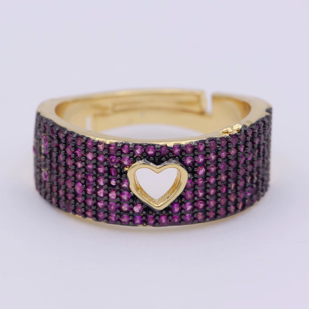 Purple Rhinestone Heart Ring