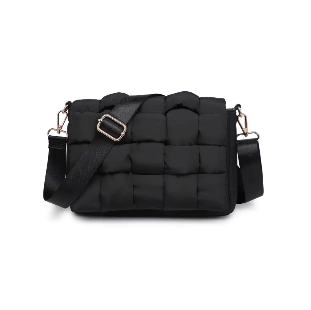 Quilted Foldover Flap- Black
