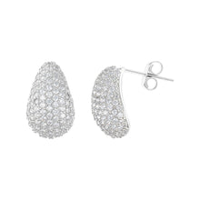 Load image into Gallery viewer, Teardrop Pave Earrings- Silver
